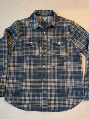 J. Crew Seaboard soft-knit shirt - Mike Blue Ivory - Size Large